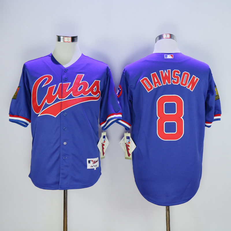 Men Chicago Cubs #8 Dawson Blue Throwback 1994 MLB Jerseys->detroit tigers->MLB Jersey